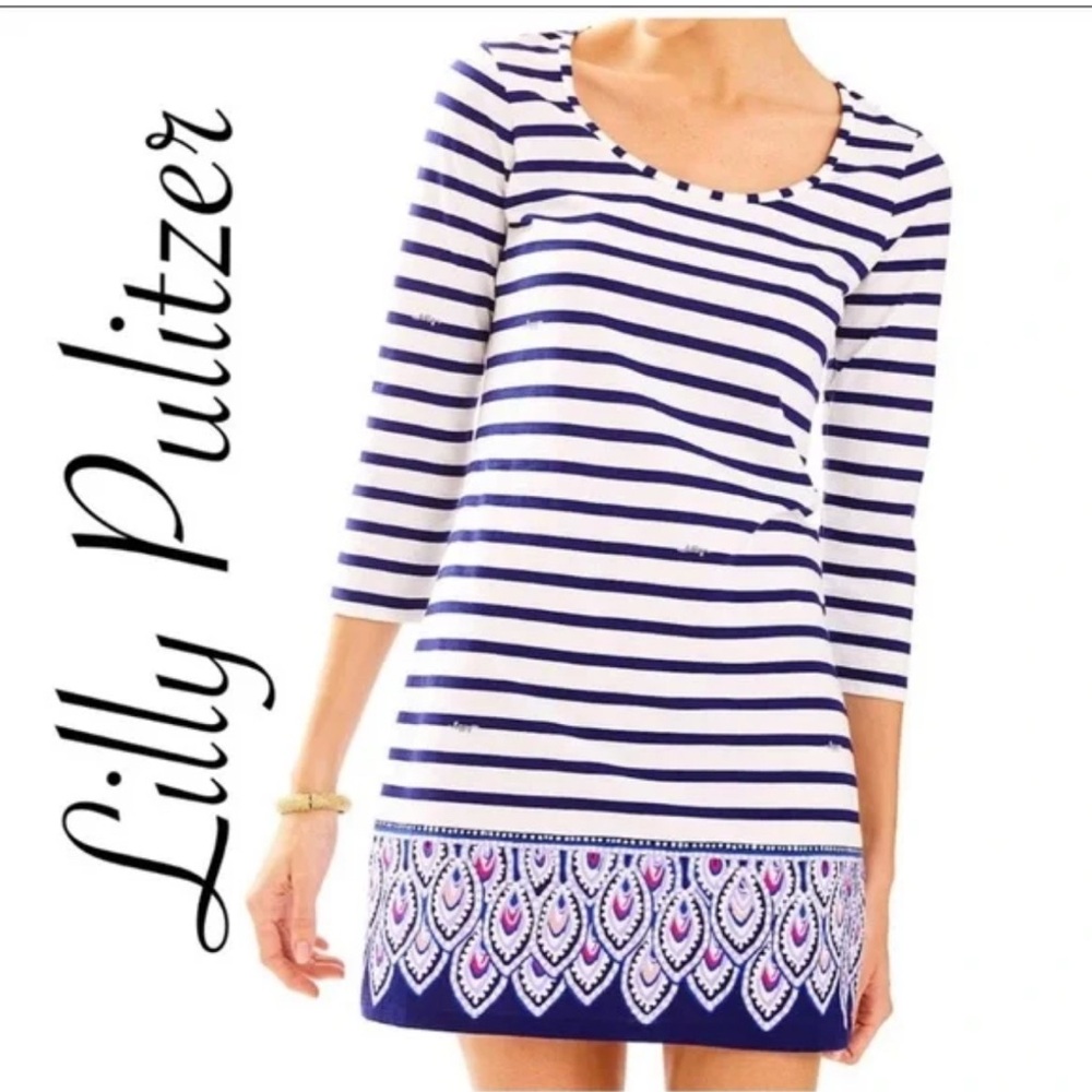 Lilly Pulitzer Navy and White Dress M